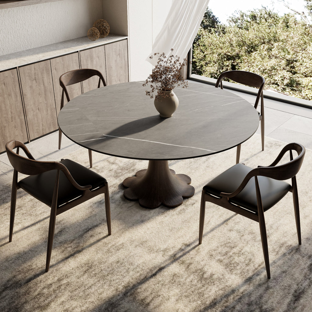 Liora Dark Walnut Round Solid Wood Pedestal Dining Table  - image 45
