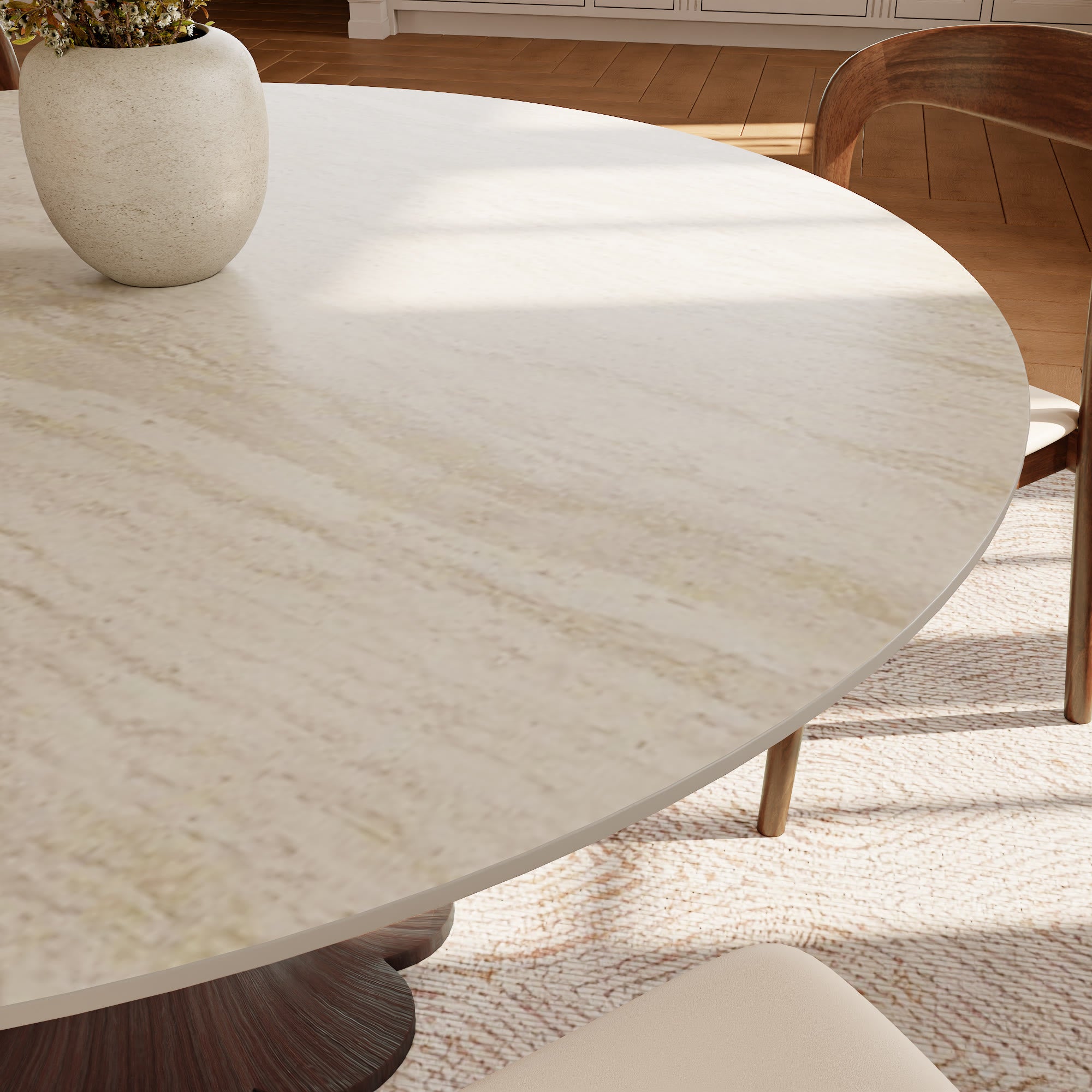 Liora Dark Walnut Round Solid Wood Pedestal Dining Table  - image 56