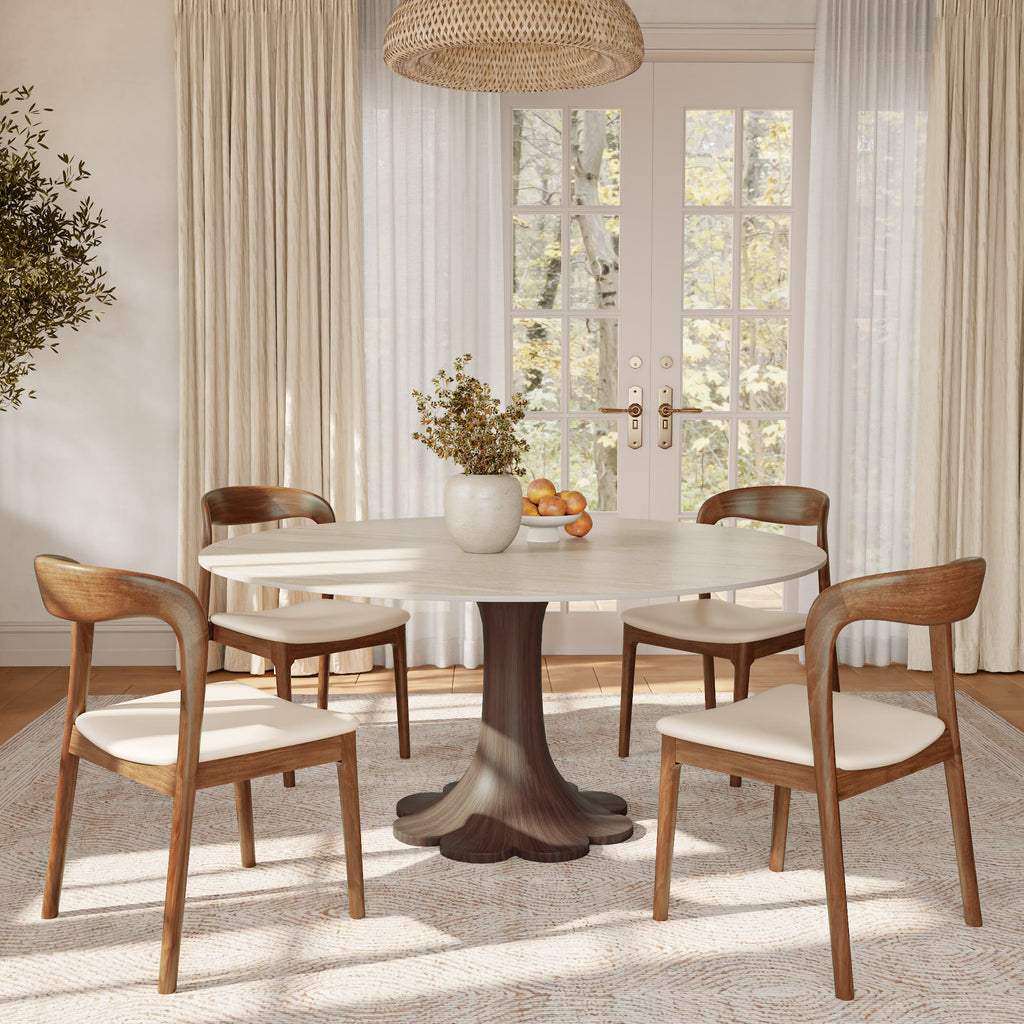 Liora Dark Walnut Round Solid Wood Pedestal Dining Table  - image 57