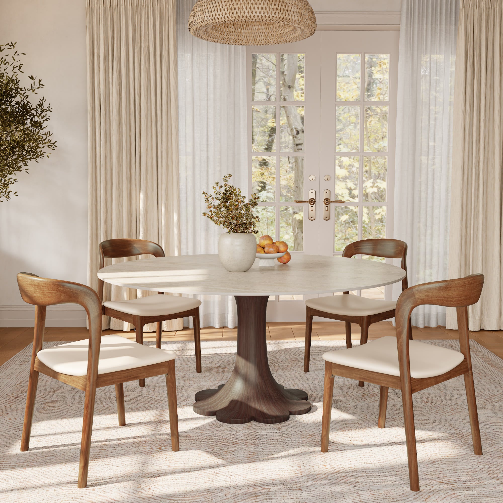 Liora Dark Walnut Round Solid Wood Pedestal Dining Table  - image 57