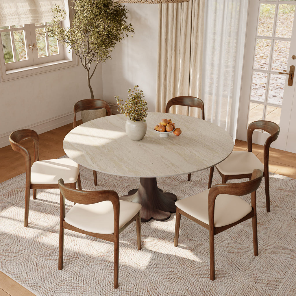 Liora Dark Walnut Round Solid Wood Pedestal Dining Table  - image 58