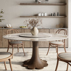 Liora Dark Walnut Round Solid Wood Pedestal Dining Table  - Pandora - Removable Lazy Susan - 59" Table - image 69