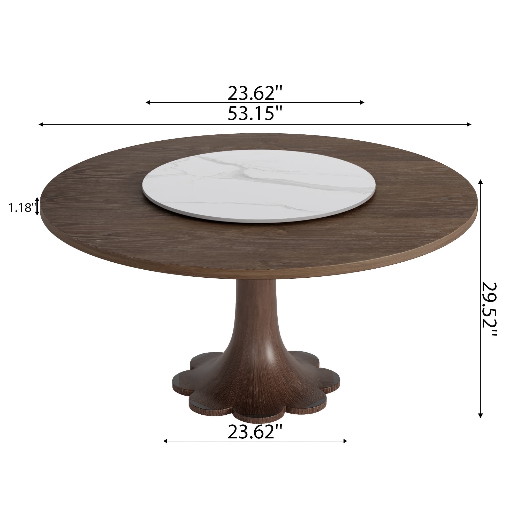 Liora Dark Walnut Round Solid Wood Pedestal Dining Table  - image 91