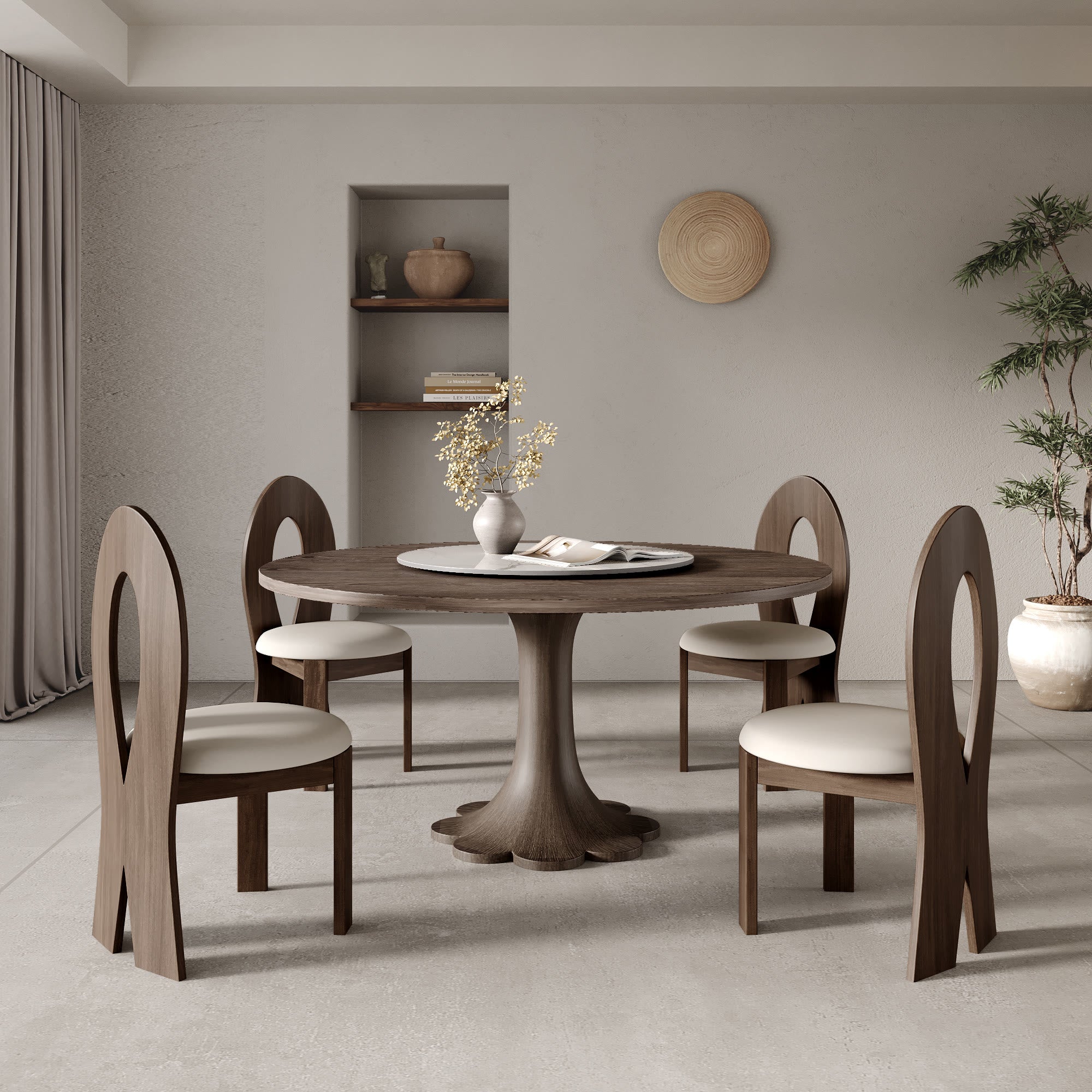 Liora Dark Walnut Round Solid Wood Pedestal Dining Table  - image 89