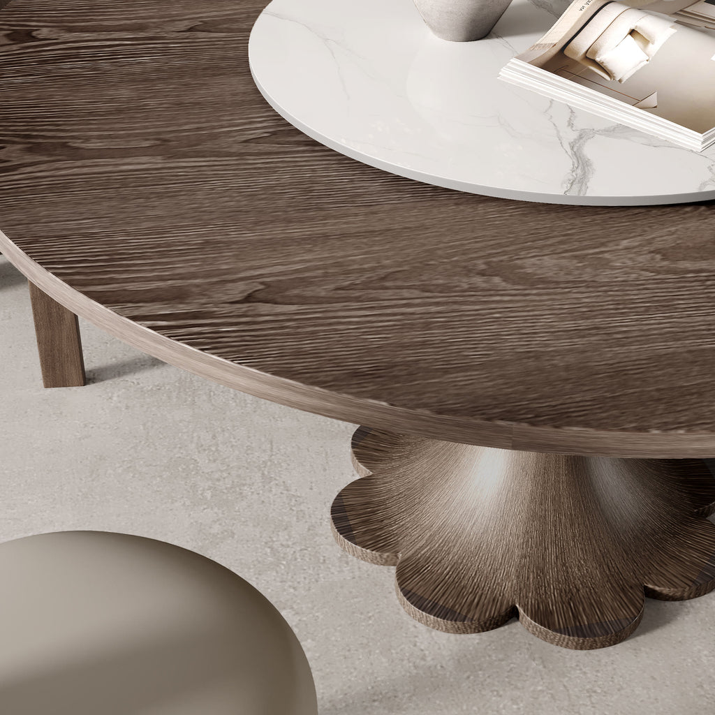 Liora Dark Walnut Round Solid Wood Pedestal Dining Table  - image 87