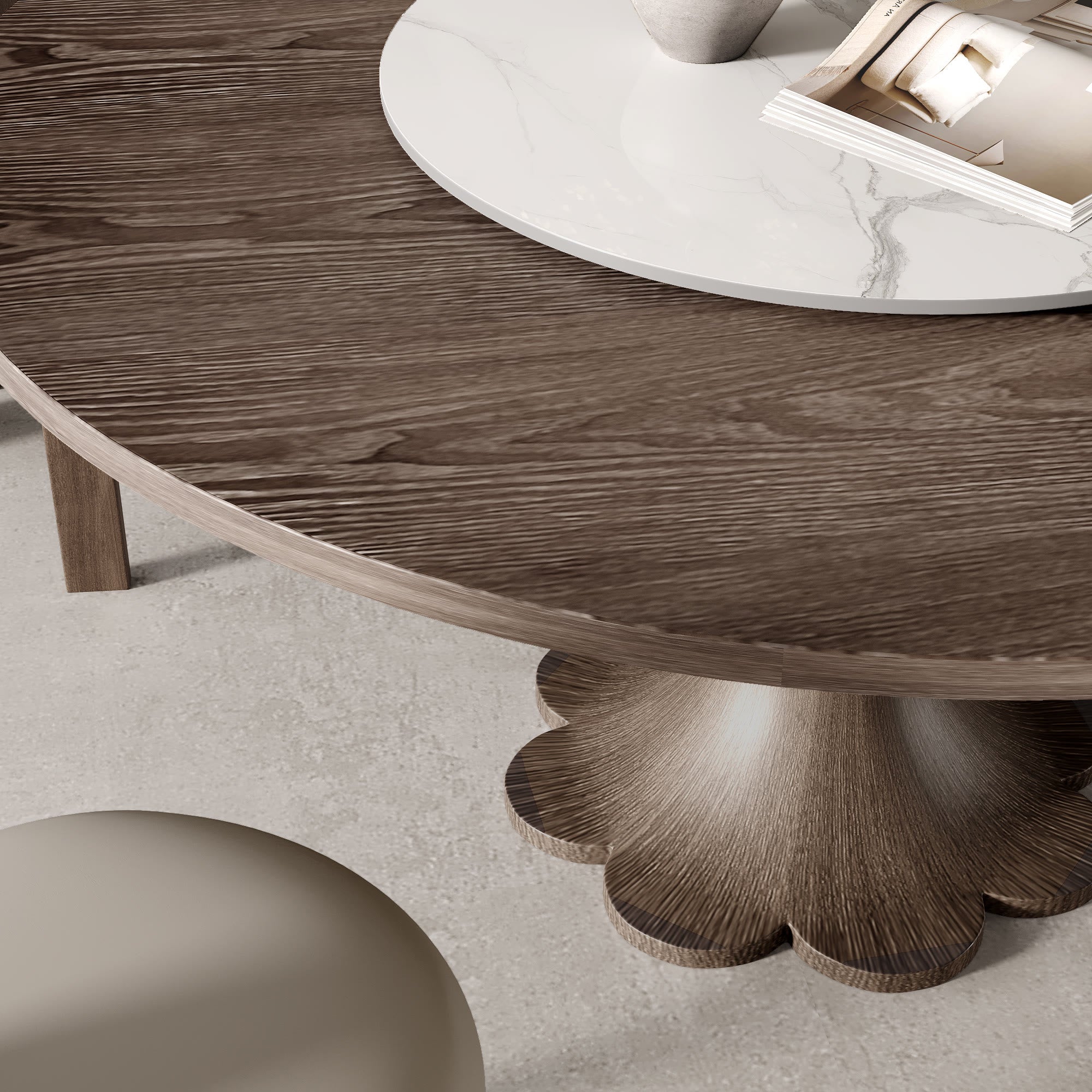 Liora Dark Walnut Round Solid Wood Pedestal Dining Table  - image 87