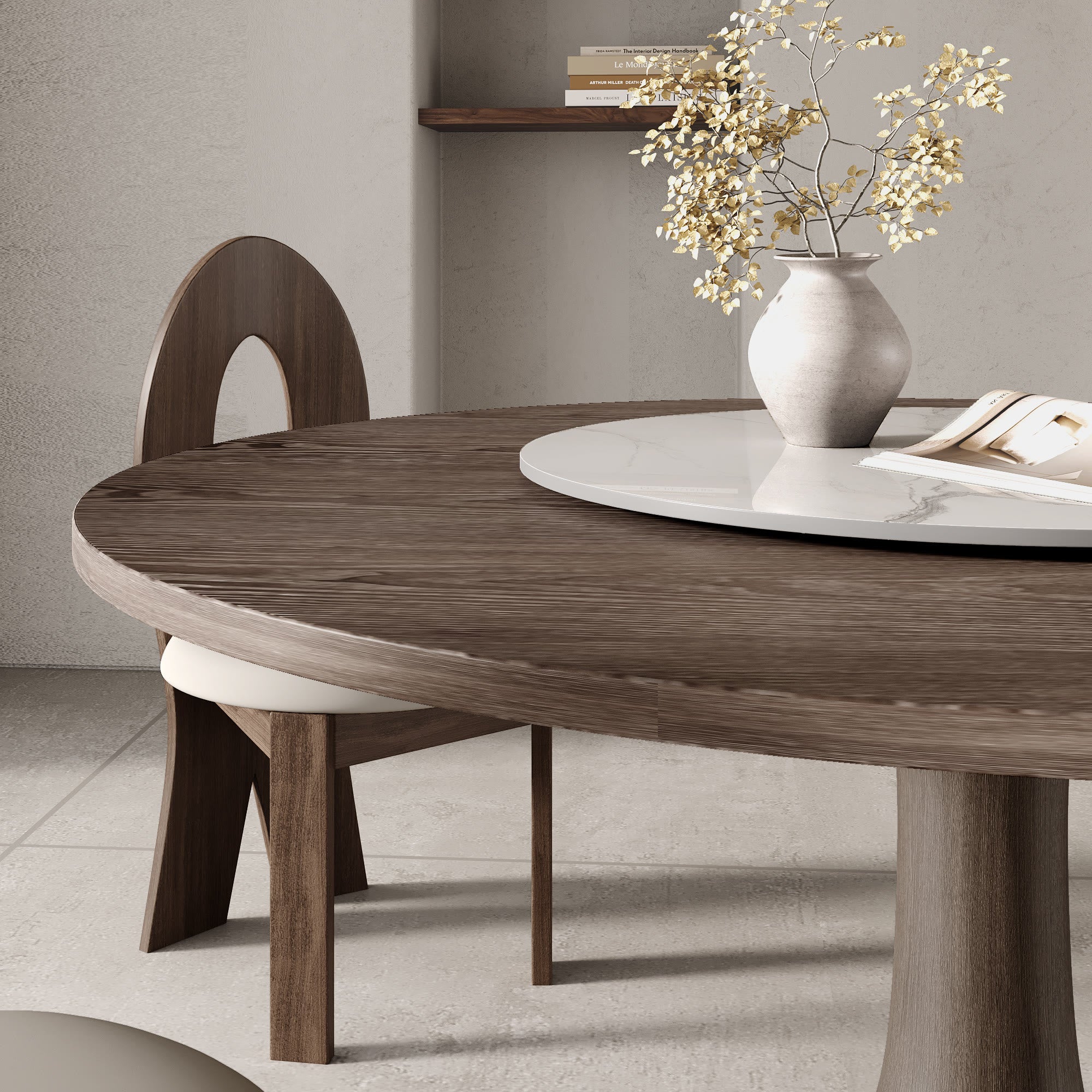 Liora Dark Walnut Round Solid Wood Pedestal Dining Table  - image 88