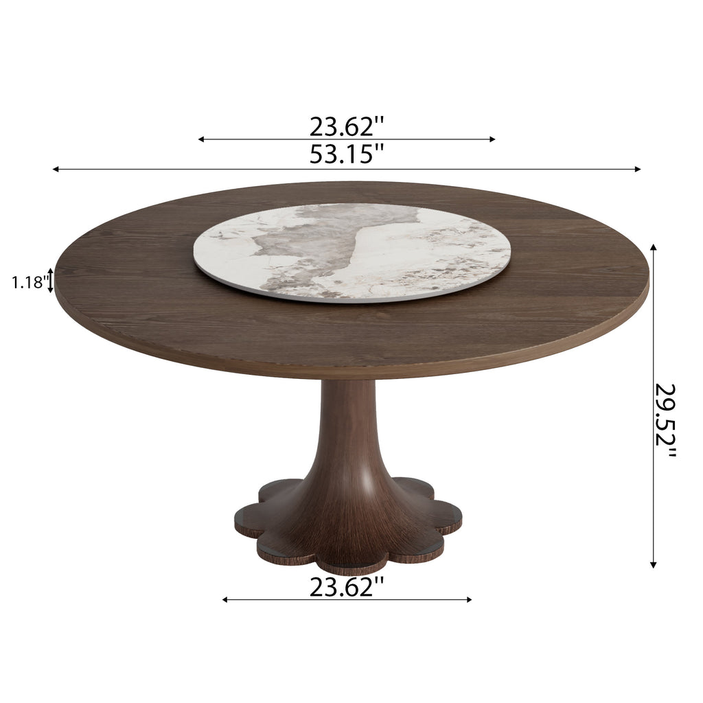 Liora Dark Walnut Round Solid Wood Pedestal Dining Table  - image 100