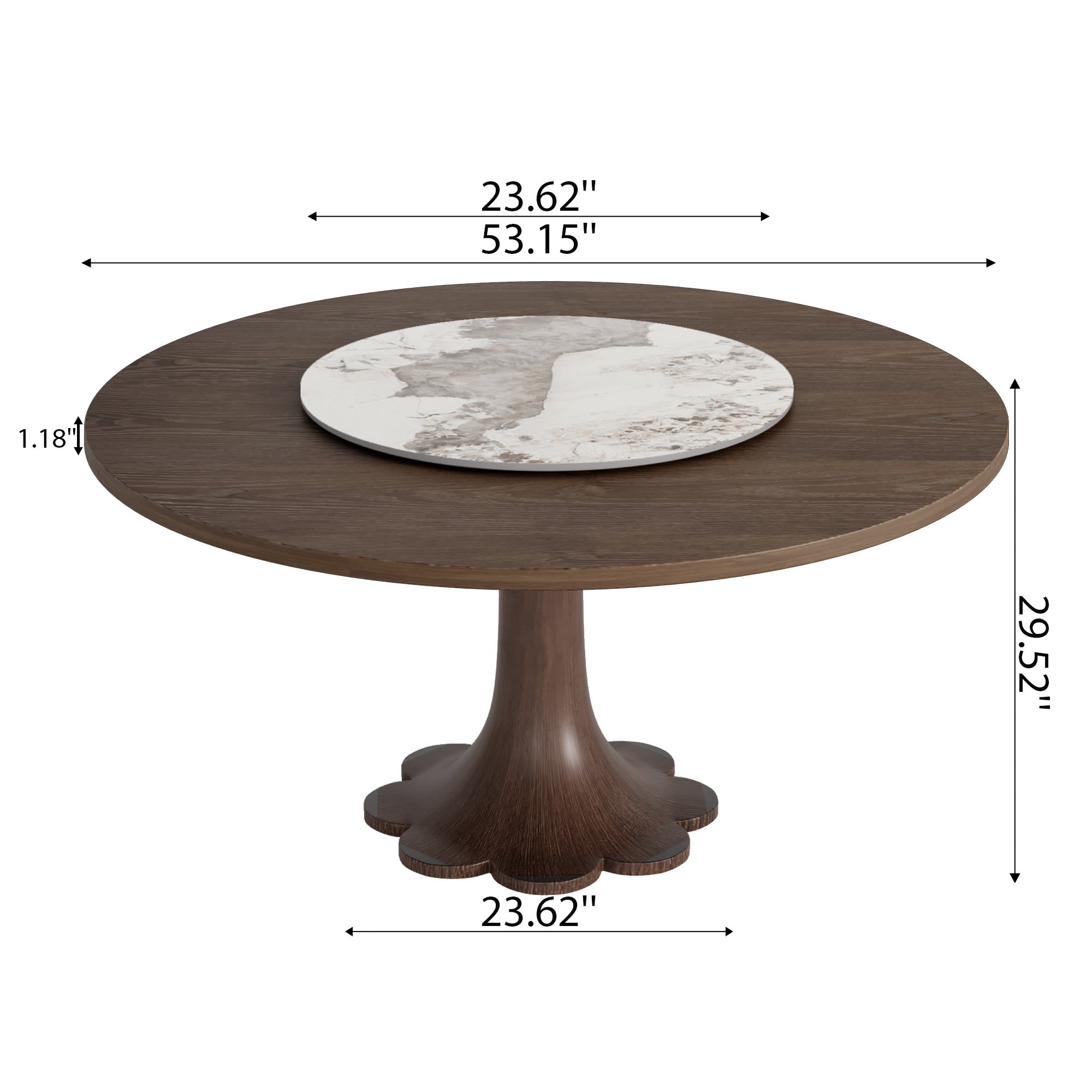 Liora Dark Walnut Round Solid Wood Pedestal Dining Table  - image 100