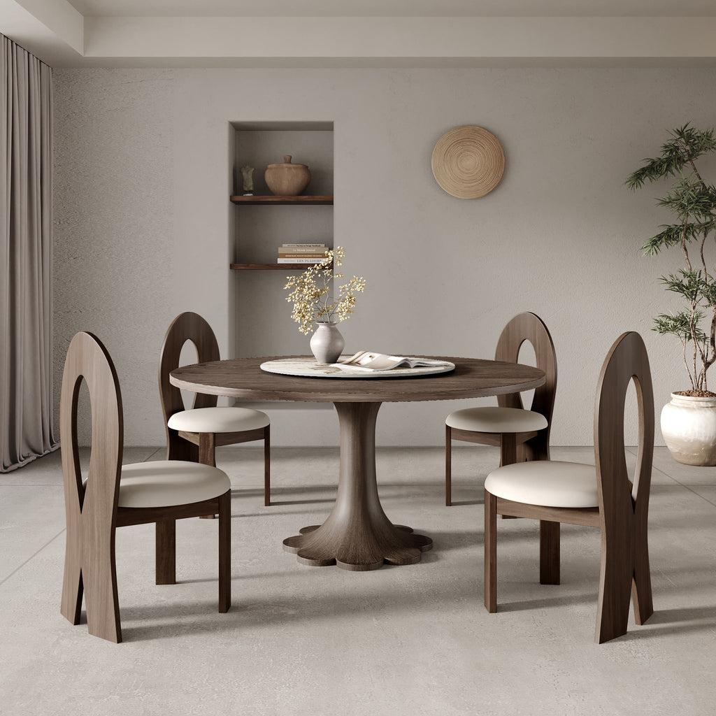 Liora Dark Walnut Round Solid Wood Pedestal Dining Table  - image 98