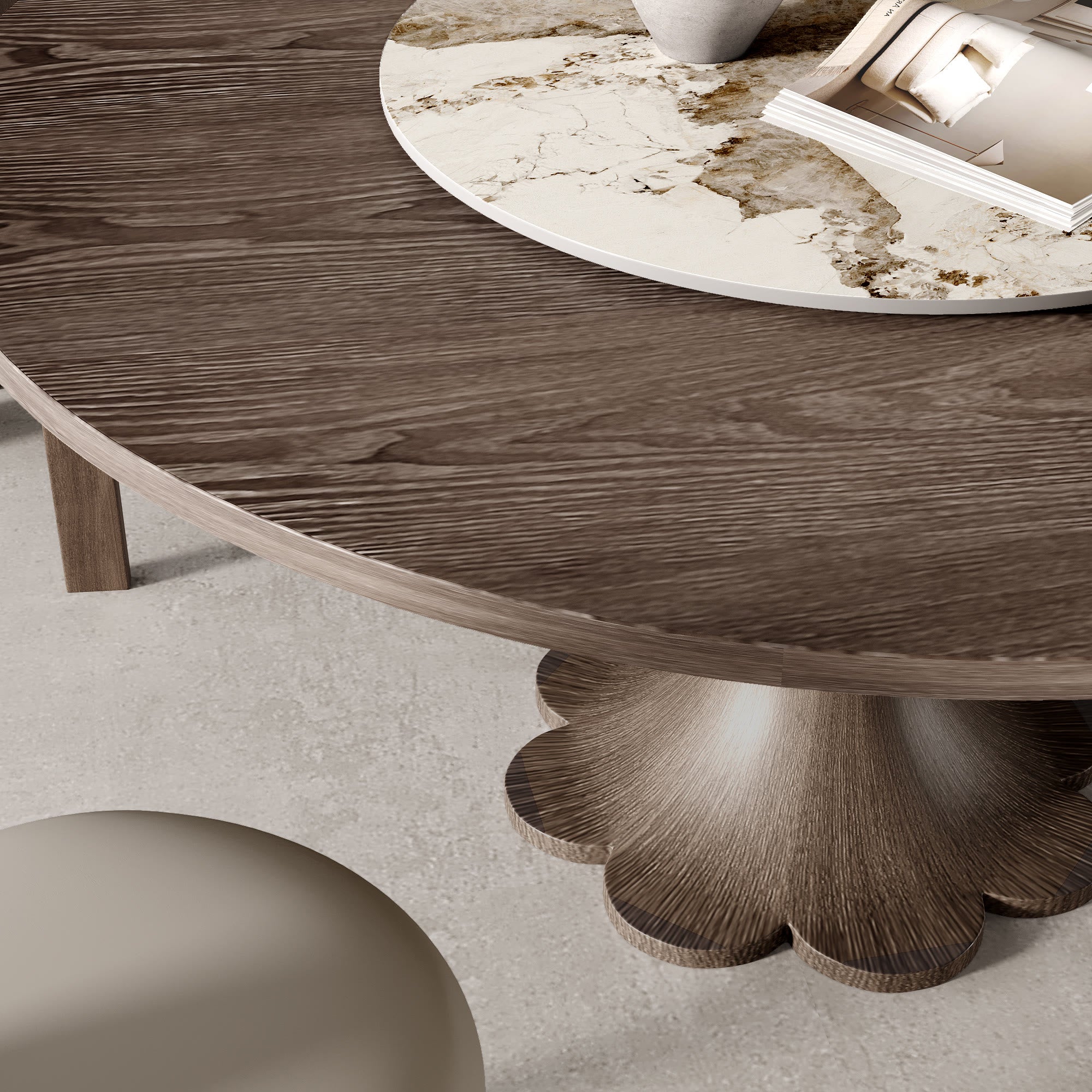 Liora Dark Walnut Round Solid Wood Pedestal Dining Table  - image 96