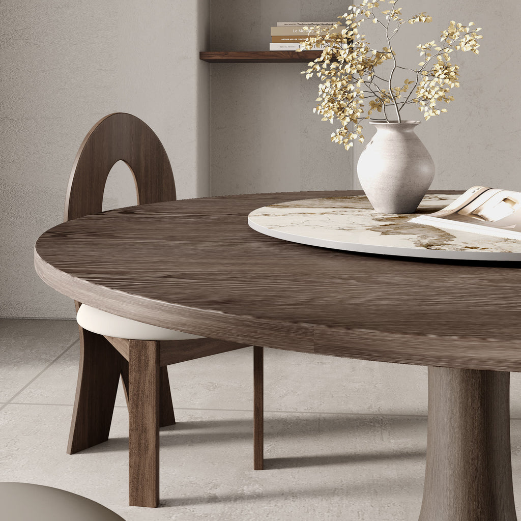 Liora Dark Walnut Round Solid Wood Pedestal Dining Table  - image 97