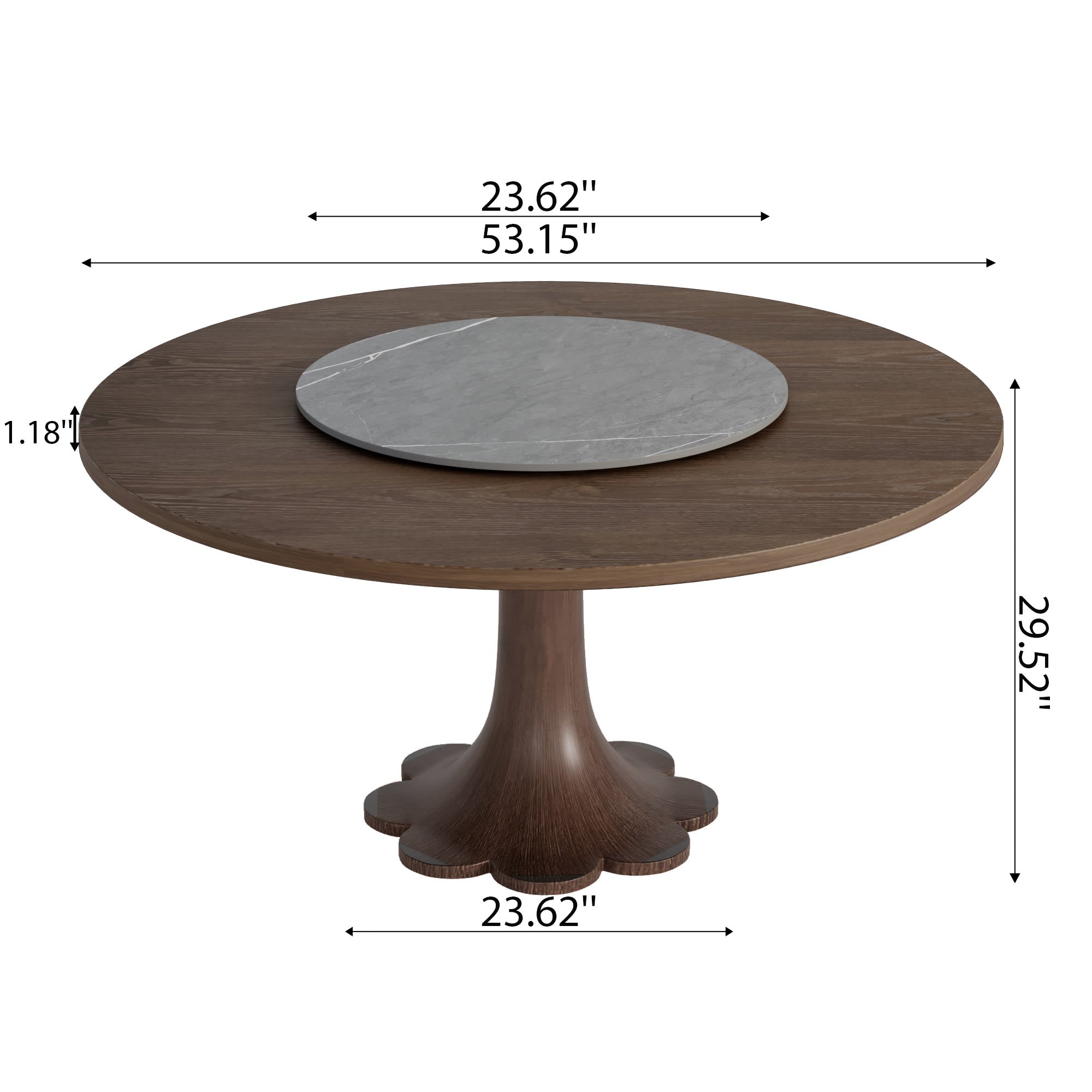 Liora Dark Walnut Round Solid Wood Pedestal Dining Table  - image 109