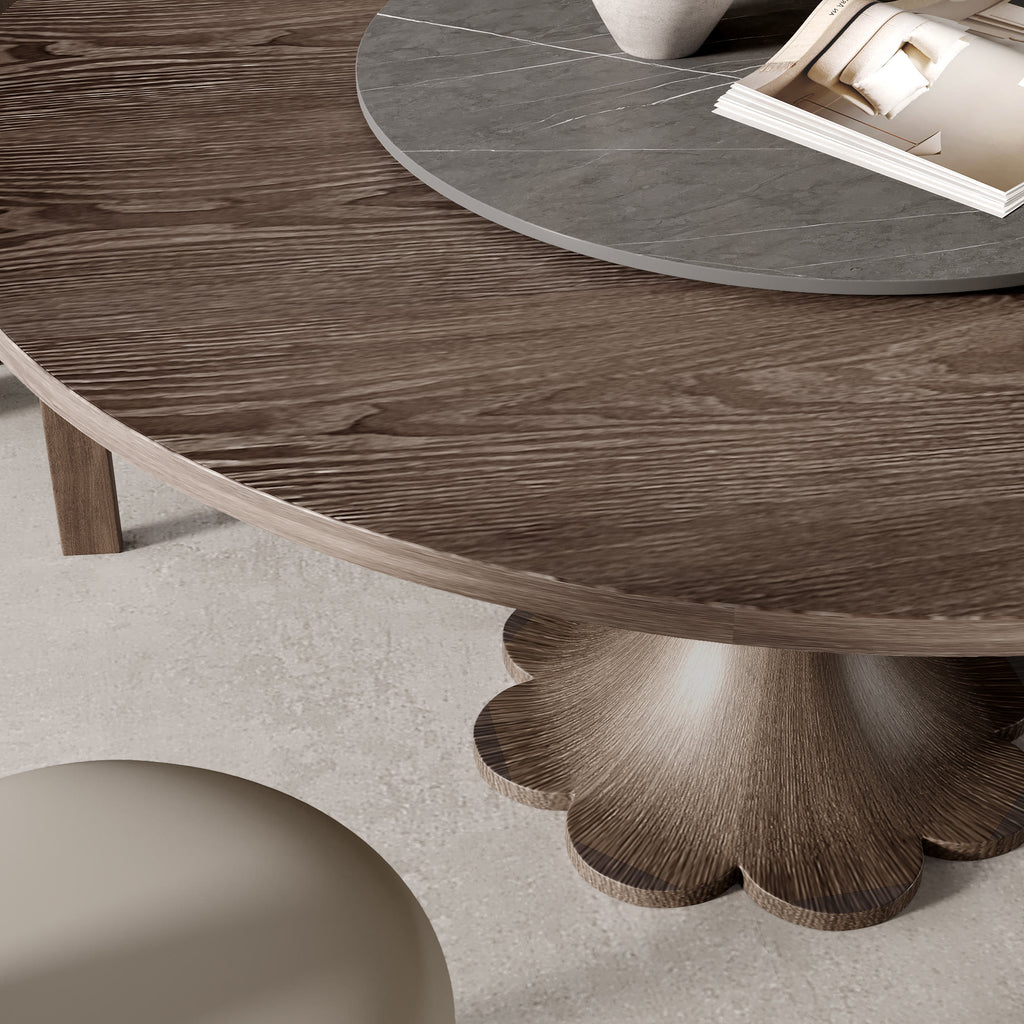 Liora Dark Walnut Round Solid Wood Pedestal Dining Table  - image 105