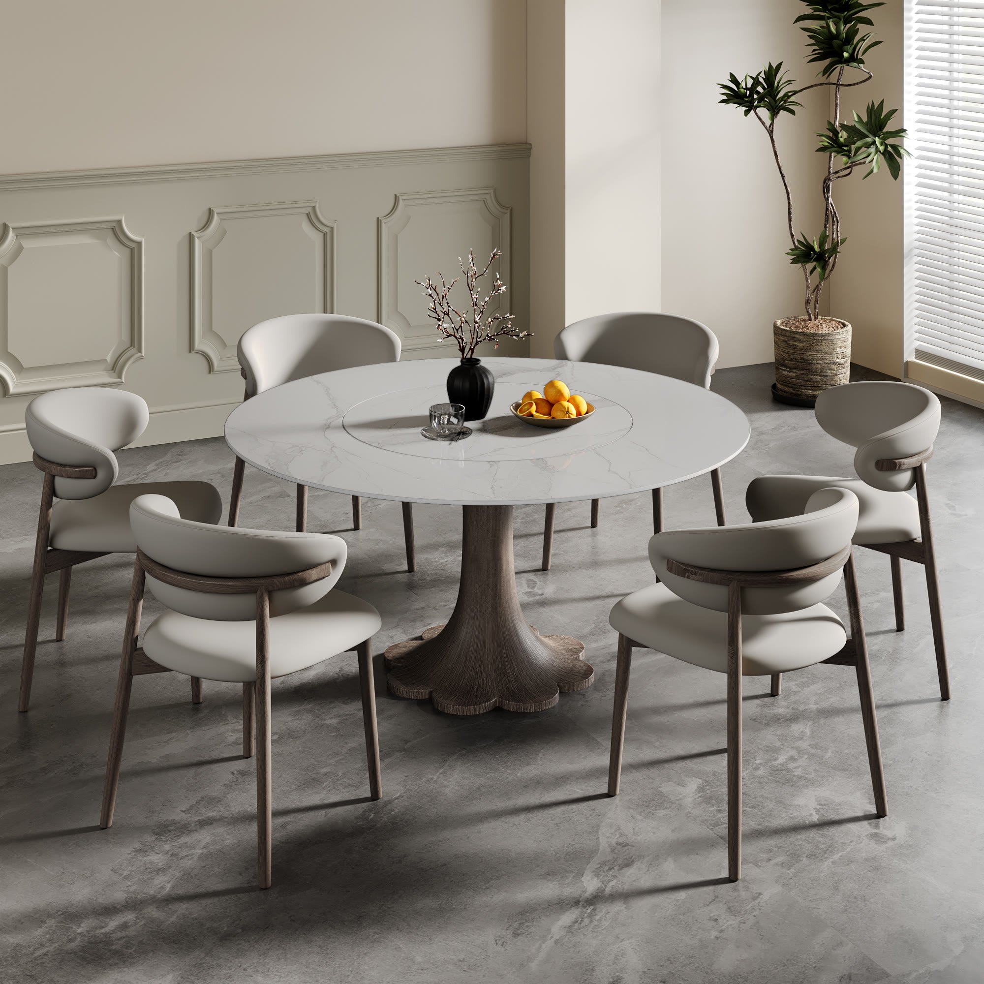 Liora Dark Walnut Round Solid Wood Pedestal Dining Table  - image 122