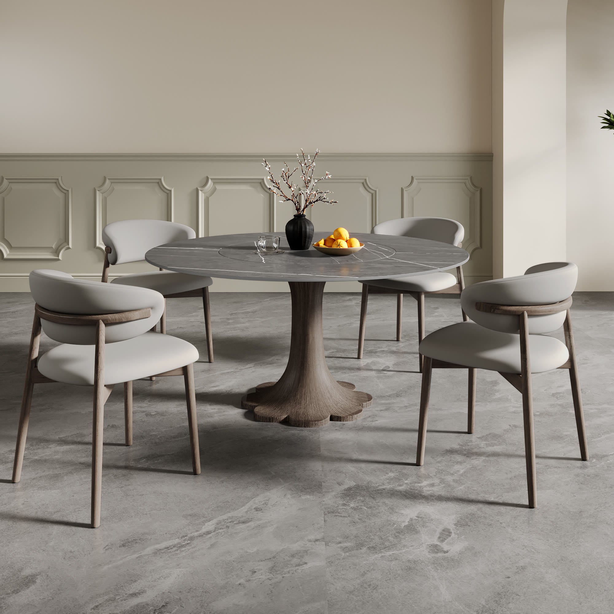 Liora Dark Walnut Round Solid Wood Pedestal Dining Table  - image 115