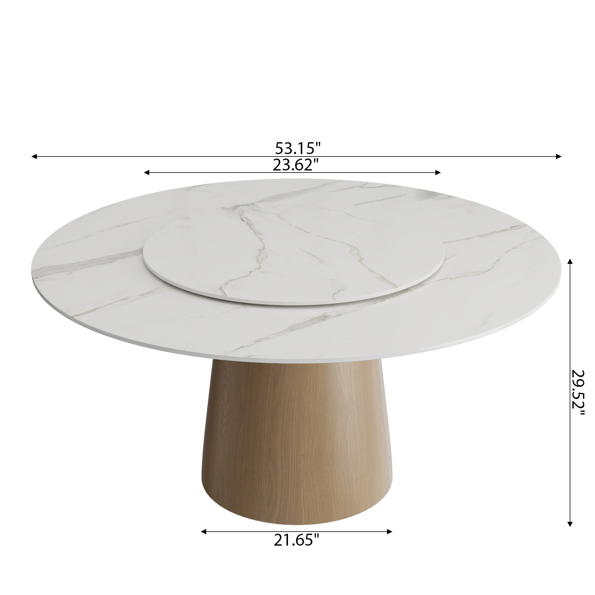Calen Natural Solid Wood Pedestal Round Dining Table - image 23