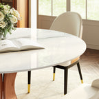Mid-Century Round Dining Table With Sintered Stone Top & Solid Wood Pedestal Base For 2-8 - image 15