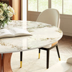 Mid-Century Round Dining Table With Sintered Stone Top & Solid Wood Pedestal Base For 2-8 - image 18
