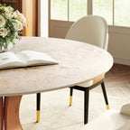 Mid-Century Round Dining Table With Sintered Stone Top & Solid Wood Pedestal Base For 2-8 - image 20