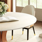 Mid-Century Round Dining Table With Sintered Stone Top & Solid Wood Pedestal Base For 2-8 - image 22