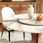 Mid-Century Round Dining Table With Sintered Stone Top & Solid Wood Pedestal Base For 2-8 - image 27