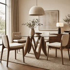 Walnut-colored Base Round Glass Dining Table - image 10