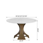 Mid-Century Round Dining Table With Sintered Stone Top & Solid Wood Pedestal Base For 2-8 - image 36