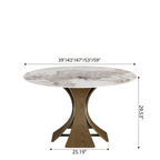 Mid-Century Round Dining Table With Sintered Stone Top & Solid Wood Pedestal Base For 2-8 - image 37