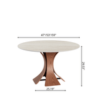 Mid-Century Round Dining Table With Sintered Stone Top & Solid Wood Pedestal Base For 2-8 - image 31