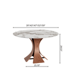 Mid-Century Round Dining Table With Sintered Stone Top & Solid Wood Pedestal Base For 2-8 - image 29