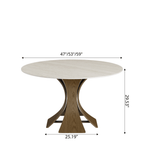 Mid-Century Round Dining Table With Sintered Stone Top & Solid Wood Pedestal Base For 2-8 - image 38