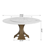Mid-Century Round Dining Table With Sintered Stone Top & Solid Wood Pedestal Base For 2-8 - image 41