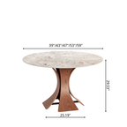 Mid-Century Round Dining Table With Sintered Stone Top & Solid Wood Pedestal Base For 2-8 - image 30