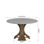 Mid-Century Round Dining Table With Sintered Stone Top & Solid Wood Pedestal Base For 2-8 - image 39