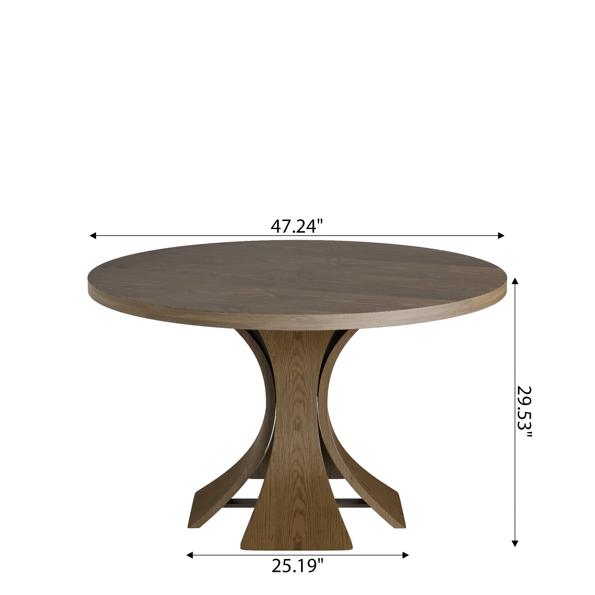 Mid-Century Round Solid Wood Pedestal Dining Table For 4-8 - image 3
