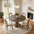 Mid-Century Round Solid Wood Pedestal Dining Table For 4-8 - image 2