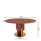 Round Solid Wood Dining Table with Metallic Gold Accents For 2-8 - image 6