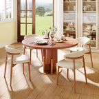 Round Solid Wood Dining Table with Metallic Gold Accents For 2-8 - image 2