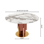 Round Sintered Stone Dining Table with Solid Wood Base & Metallic Gold Accents For 2-8 - image 13