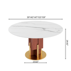 Round Sintered Stone Dining Table with Solid Wood Base & Metallic Gold Accents For 2-8 - image 12