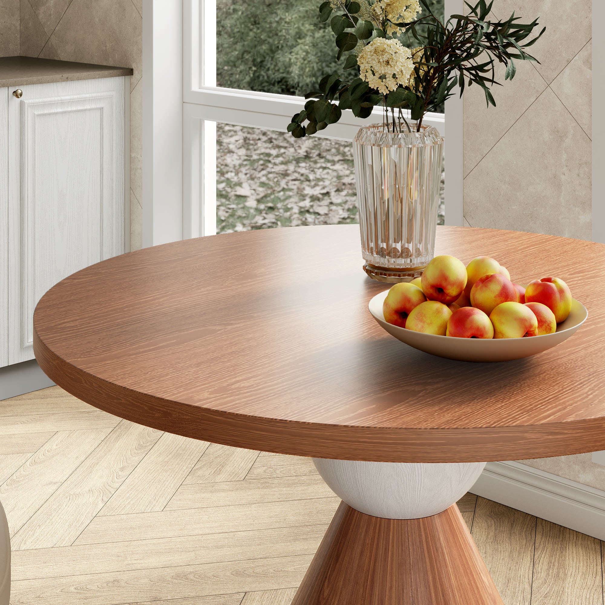  Mid-Century Modern Round Solid Wood Dining Table For 2-8 - image 1