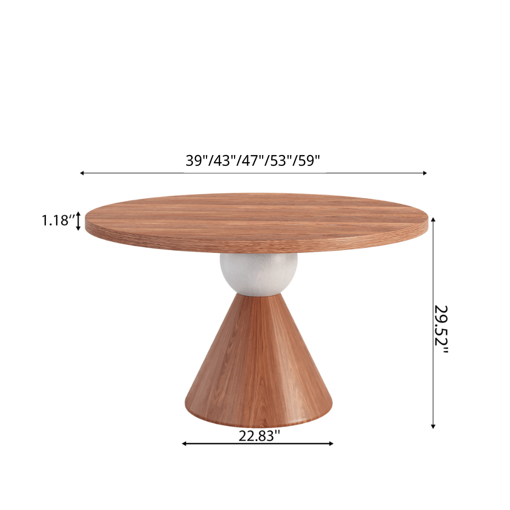  Mid-Century Modern Round Solid Wood Dining Table For 2-8 - image 3