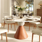 Round Sintered Stone Dining Table with Solid Wood Base For 2-8 - Pandora - 59" Table - image 3