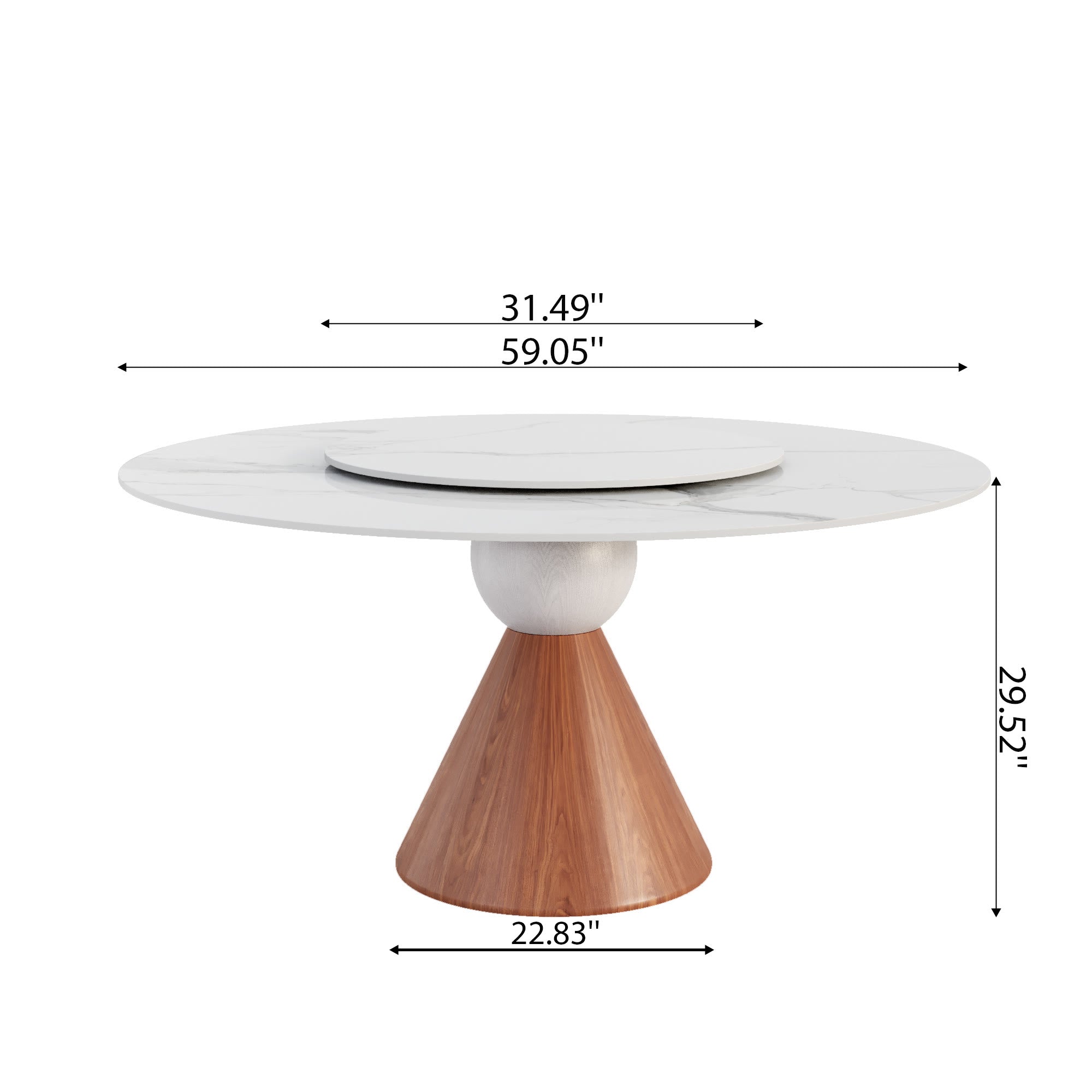 Round Sintered Stone Dining Table with Solid Wood Base For 2-8 - image 22