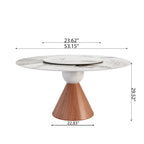 Round Sintered Stone Dining Table with Solid Wood Base For 2-8 - image 24