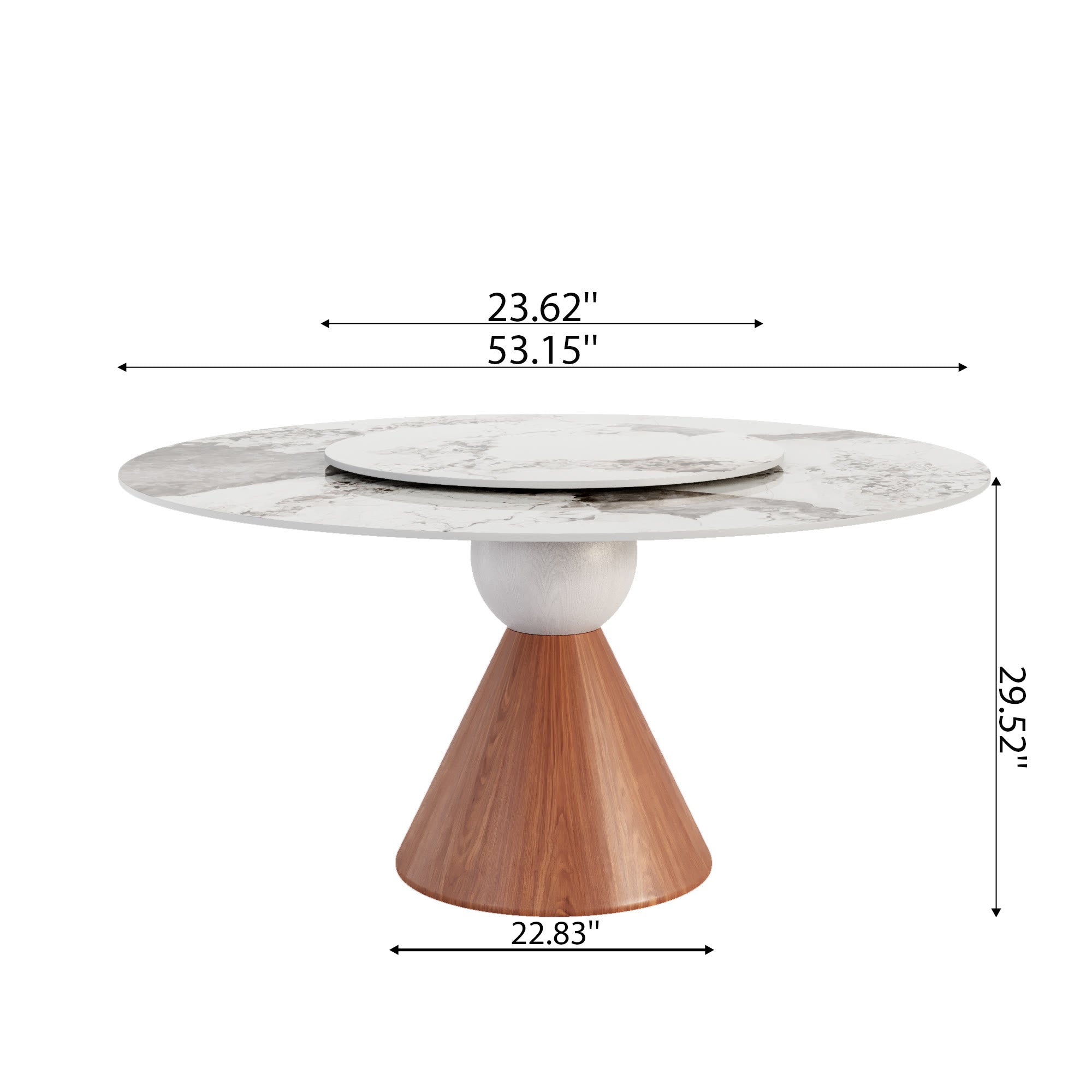 Round Sintered Stone Dining Table with Solid Wood Base For 2-8 - image 24