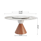 Round Sintered Stone Dining Table with Solid Wood Base For 2-8 - image 25