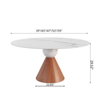 Round Sintered Stone Dining Table with Solid Wood Base For 2-8 - image 18