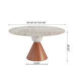 Round Sintered Stone Dining Table with Solid Wood Base For 2-8 - image 20